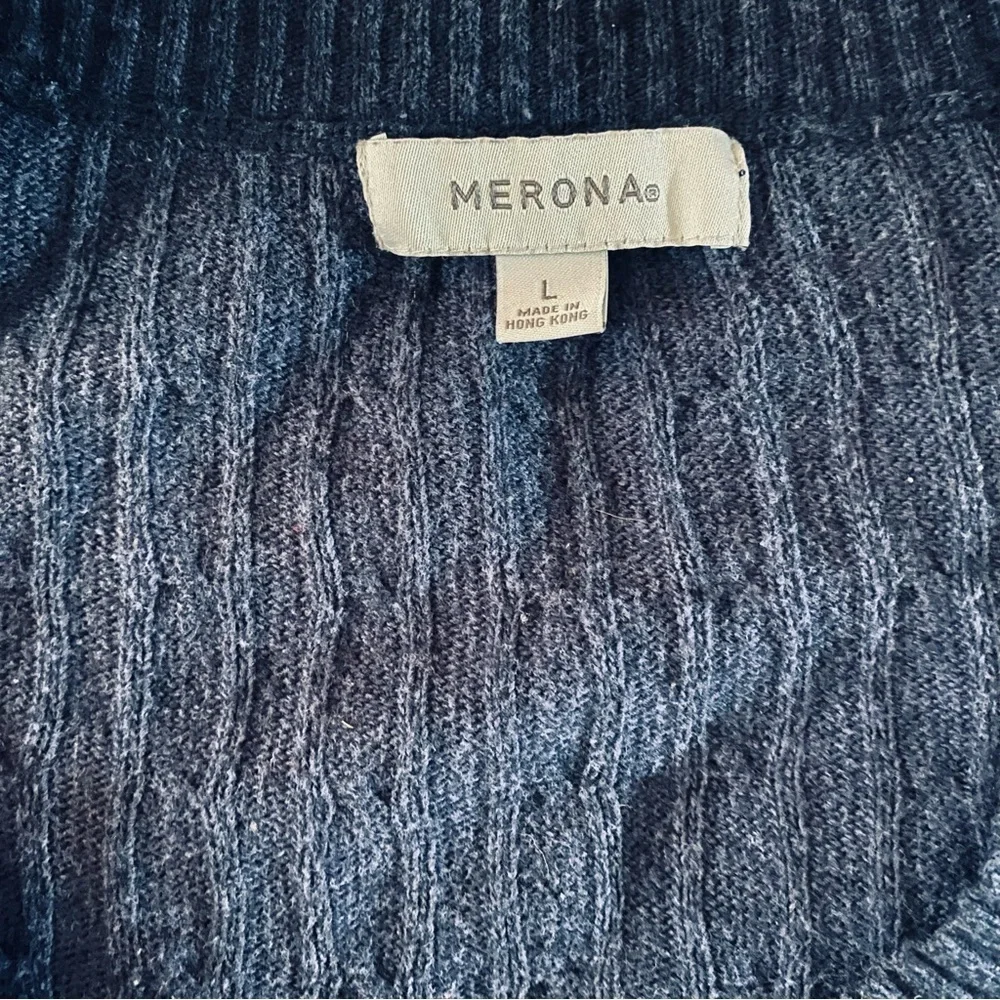 Navy Blue Long Sleeve Scoop Neck Sweater Large